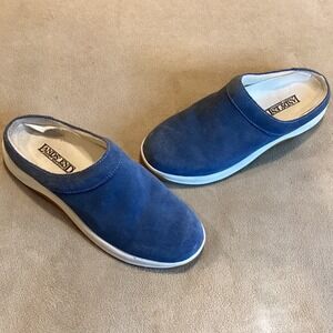 Lands' End Slate Blue Suede Leather Clog, Women's Size 8, EU 39, UK 6